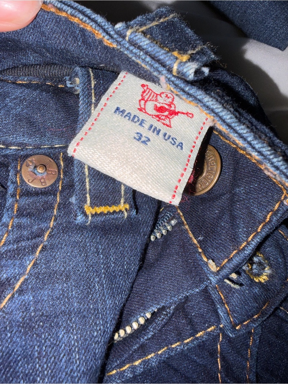 True Religion Dark Indigo Skinny Jeans with Contrast Stitching - Picture 2 of 2